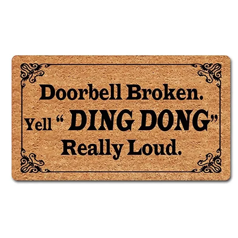 Funny Welcome Mats Non-Slip Kitchen Mat Doorbell Broken Yell Ding Dong Really Loud Funny Welcome Mats Personalized Home Decor Ru