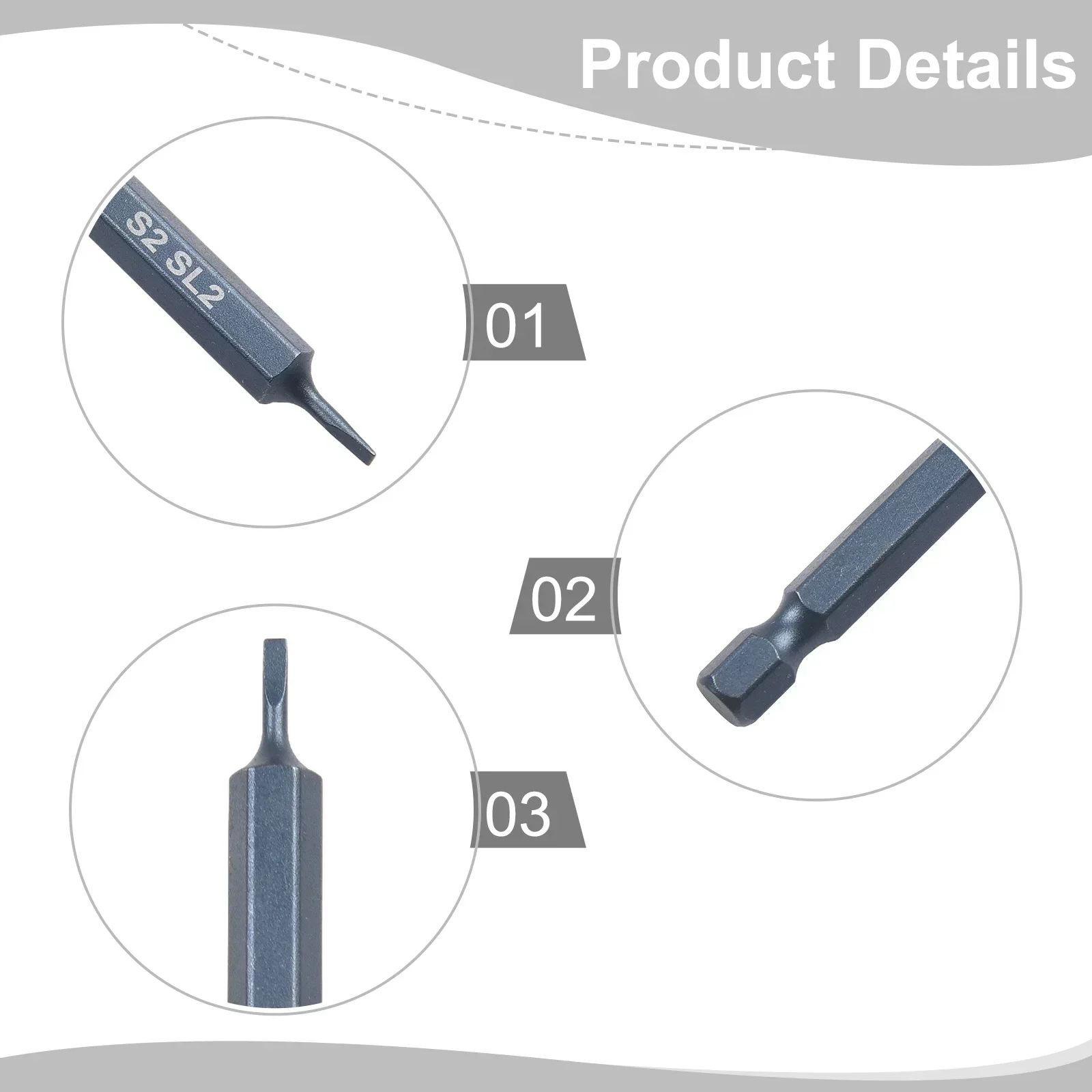 1pc 50mm Slotted Screwdriver Bits Magnetic Flat Head SL2.0 SL2.5 SL3.0 SL4.0 SL5.0 SL6.0 1/4Inch Hex Shank Screw Drivers Bits