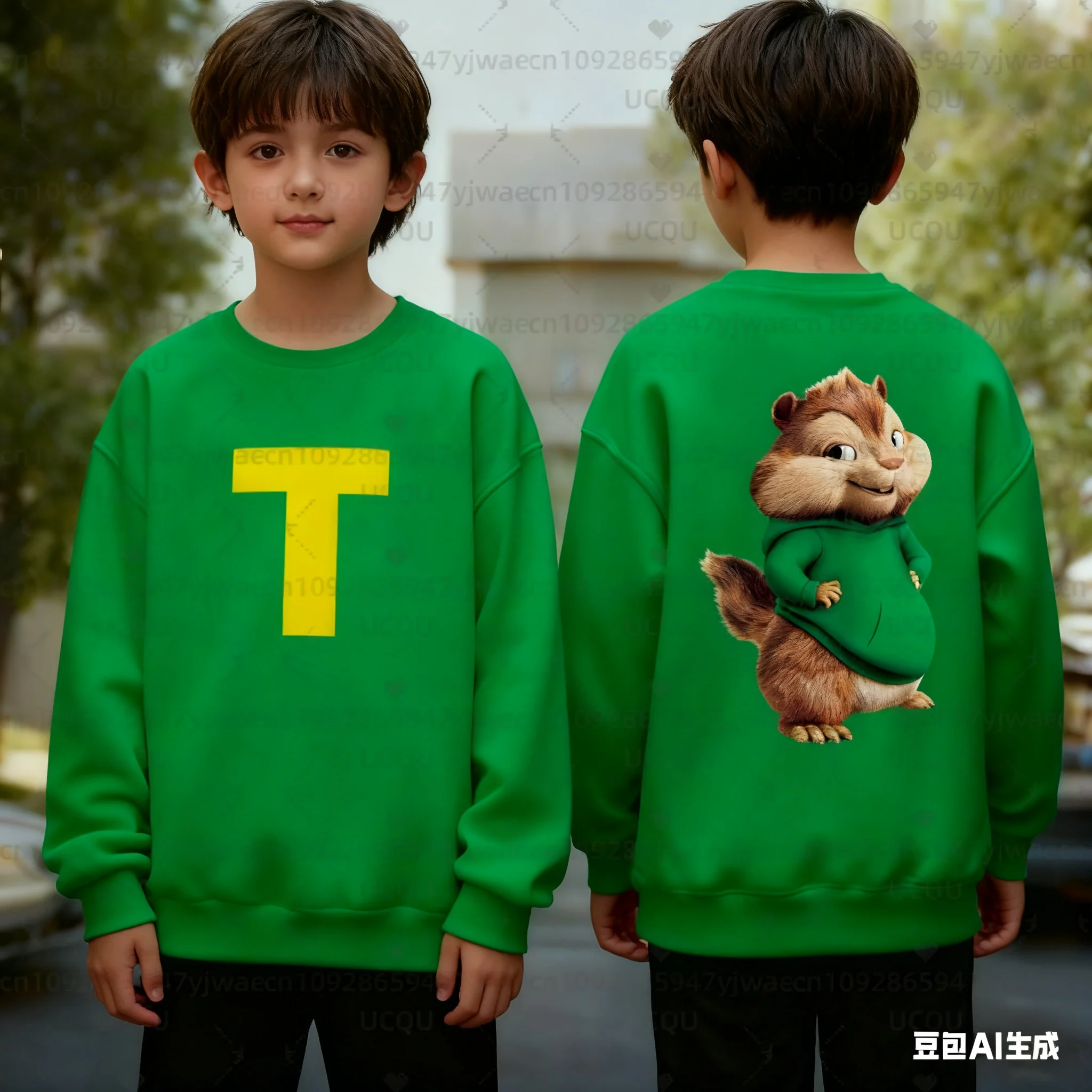 

Cartoon Hoodie Alvin and The Chipmunks 2Green Red Navy Blue Shirt Camisa S/P Movie Promo Animation Round Neck Sweatshirts