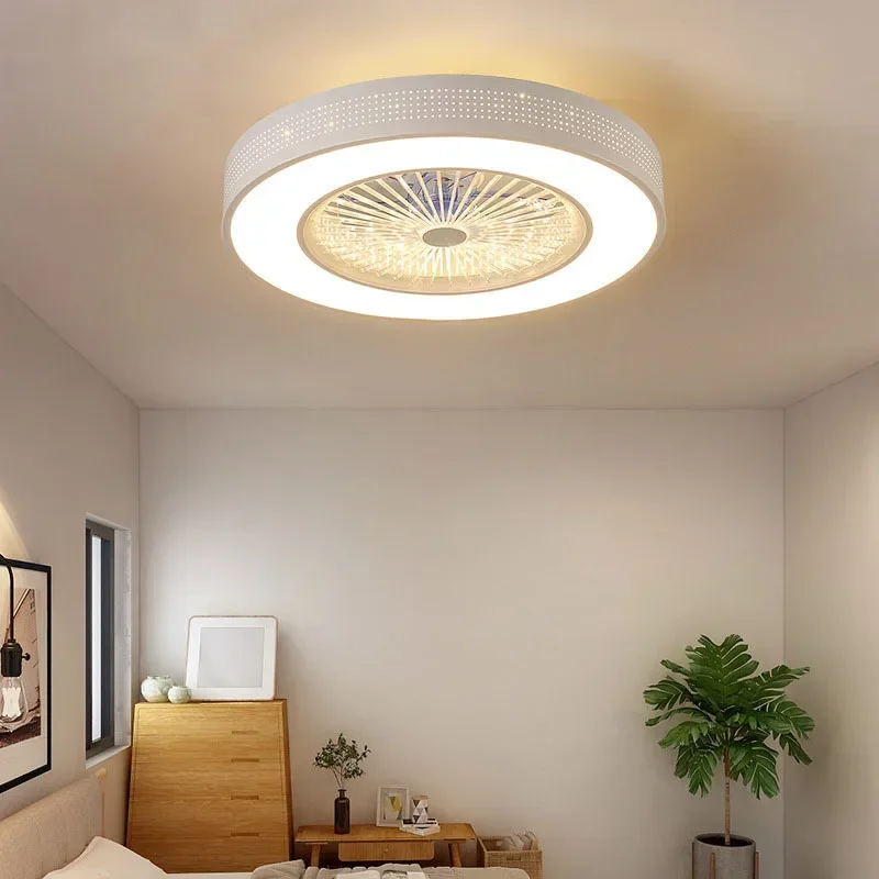 Modern Creative Living Room Ceiling Fan Light Metal White Adjustable Light Bedroom Restaurant Fan Remote Control LED Light