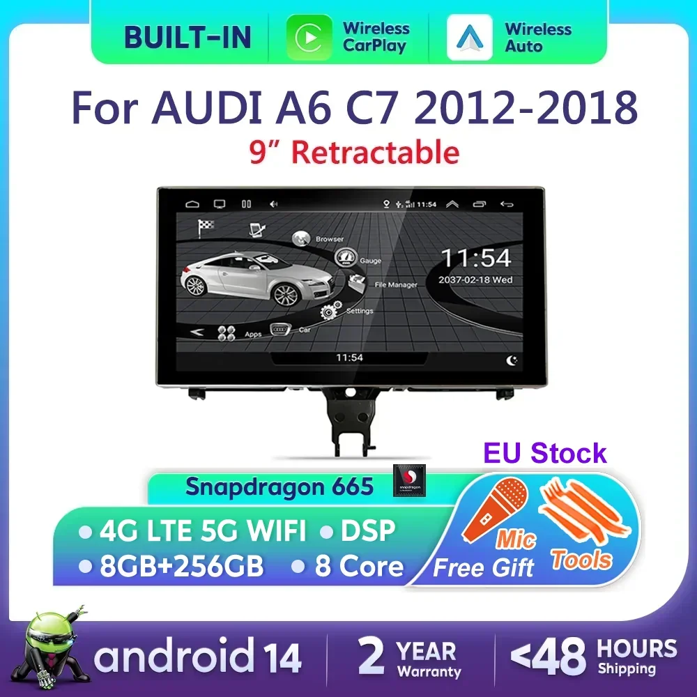 Android 14 CarPlay For Audi A6 C7 A7 2012~2018 MMI 3G RMC Car Multimedia Player Navigation Auto Radio Stereo GPS Touch Screen 