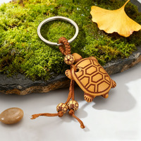 Wooden Carving Style Animal Keychain Handmade Elephant Camel Horse Pendant Car Bag Charm Retro Ethnic Accessories Key Holder