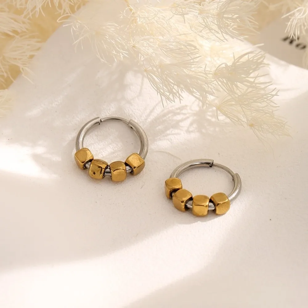 Temperament Stainless Steel Geometric Cube Earrings Simple Personality Minimalist Earrings Fashion Ear Cuff Daily Wear