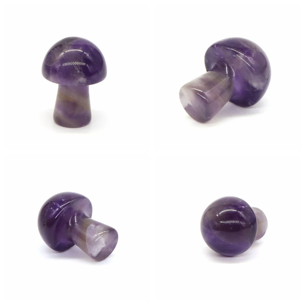 20MM Natural Stones Crystals Mini Mushroom Gem Quartz Mineral Healing Reiki Statue Carved Home Decoration DIY Crafts Gift Aquari