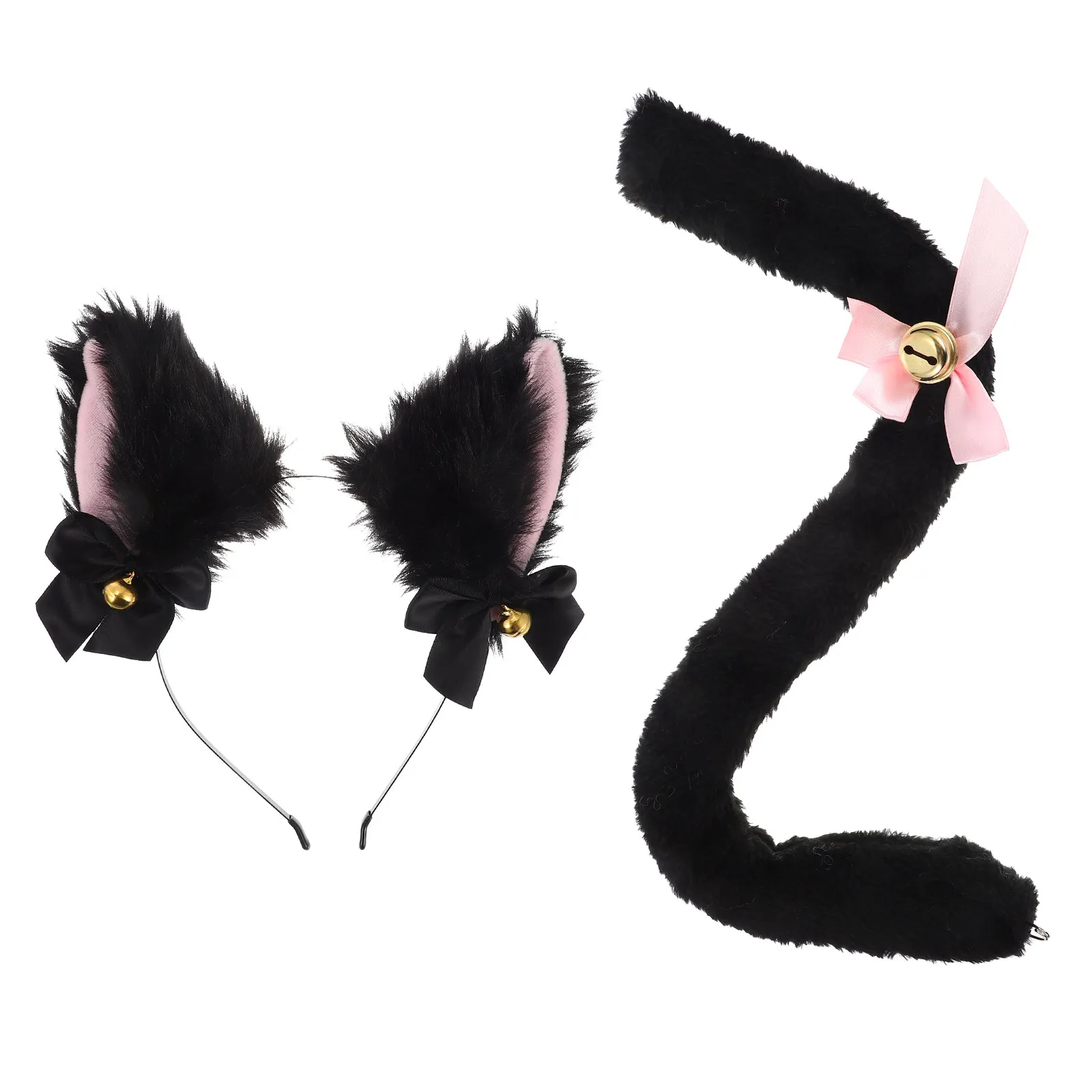 2Pcs Cat Ears and Tail Matching Set High Quality Materials Fine Detailing Perfect for Themed Events Cosplay Halloween Birthday