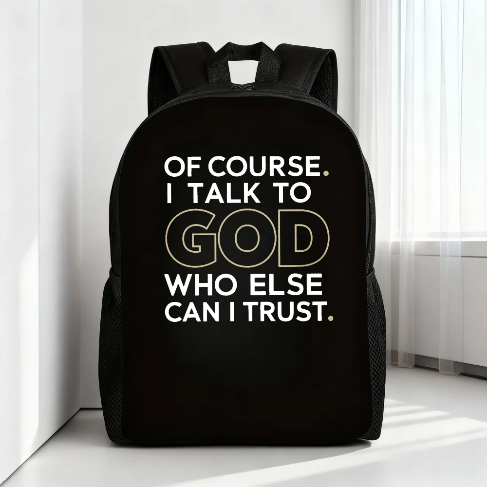 

Women's and Unisex Large Capacity Backpack with "Of Course I Will Talk to God" - Lightweight Campus, Travel & Photography