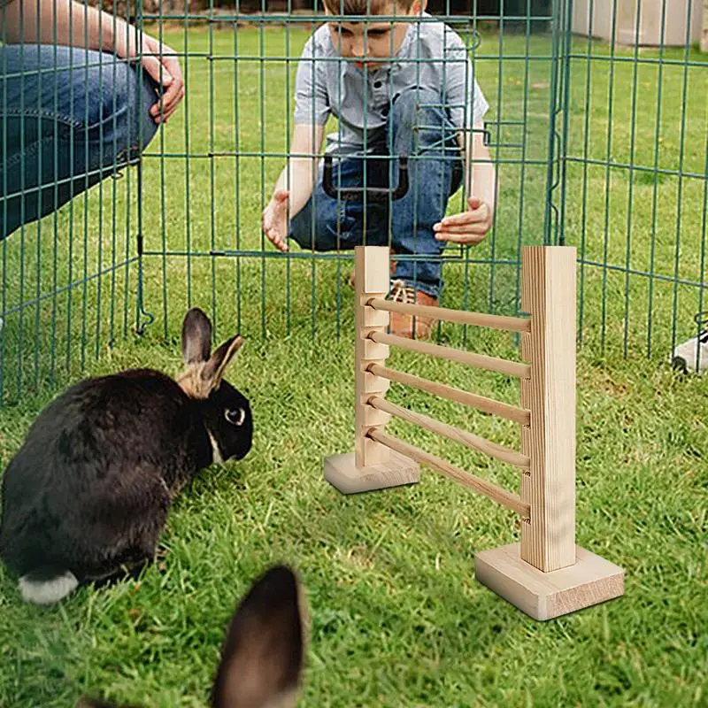 Jump Hurdle Bar Wood Jump Bar Obstacle Game for Rabbit Activity Toys Set for Playful Training Height Adjustable Multifunctional