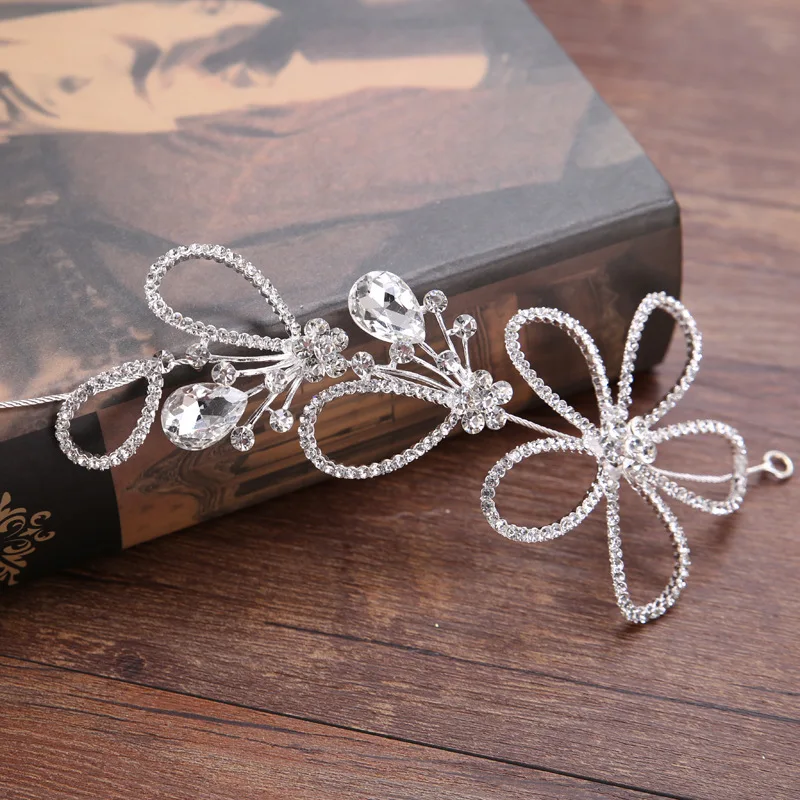 Flower Crystal Wedding Headbands For Women Bride Rhinestone Hairbands Vines Hair Accessories