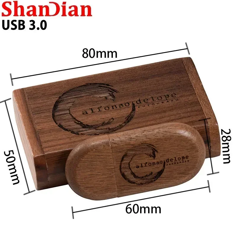 Wedding Gift Usb 3.0 Stick 64GB Custom logo Wooden Box Flash Drives 32GB Pendrive Free sample U Disk 16GB 8GB 4GB Memory Stick