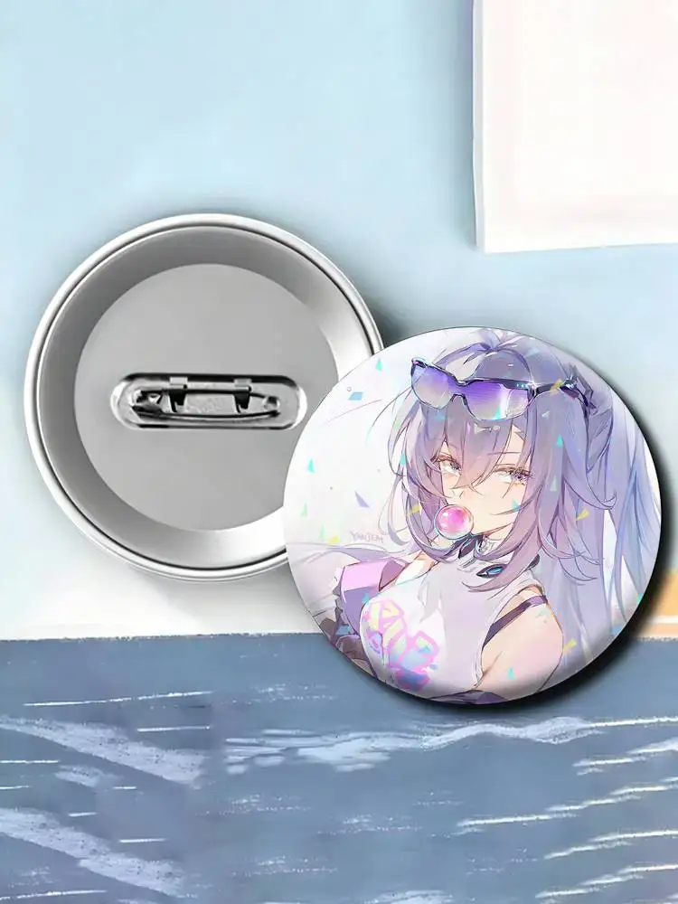 H-Honkai Star Rail S-Silver Wolf  32/44/58mm Handmade Pins Round Brooch Badge Backpacks Clothes Jewelry Gifts view 6