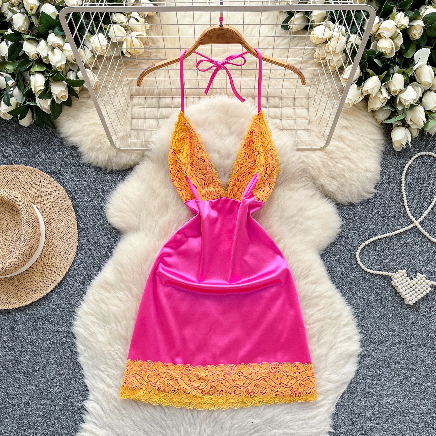 여성 Y2K 인스 스타일 시크 새틴 실크 힙 드레스 여성 레이스 패치워크 디너 파티 이브닝 연회 축제 드레스 여성 트렌디 섹시 드레스