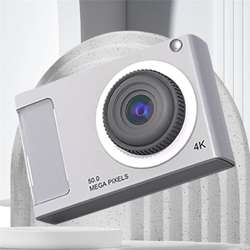 48MP HD ミニカメラ 2.4 インチ IPS ディスプレイ 16X ズームデジタルカメラ 4K ビデオカメラ 子供学生用補助光付き,シルバー