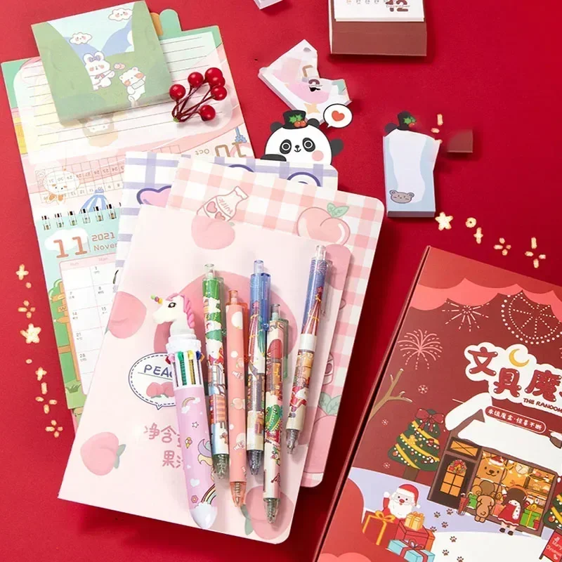 

2025 Cartoon Christmas Gifts Students Writing Tools Notebook Sticky Notes for Kawaii School Supplies Random Surprise Gift Box