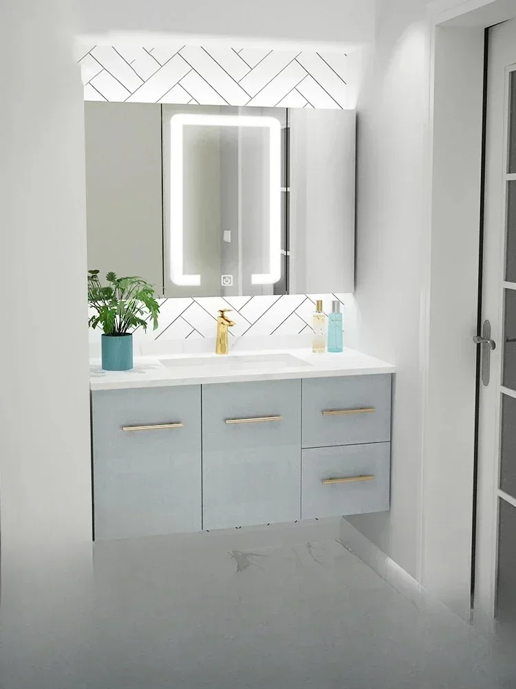 Керамическая раковина Slate One, туалетный столик для ванной комнаты с раковиной, комбинированный умывальник, плавающий тип, свет, роскошная, современная простота Керамическая раковина Slate One, туалетный столик для ванной комнаты с раковиной, комбинированный умывальник, плавающий тип, свет, роскошная, современная простота