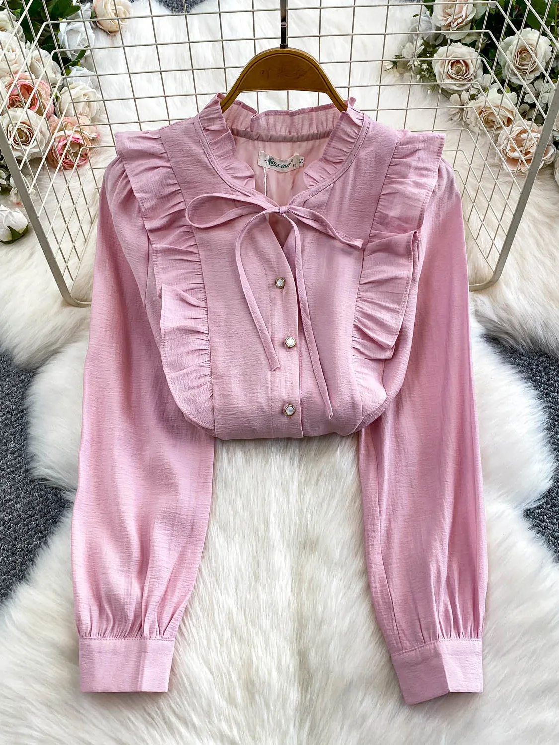 Dames décontracté Sle Protection solaire irt rond Ne lanterne Sve coupe ample Cardigan manteau doux dentelle garniture automne hiver