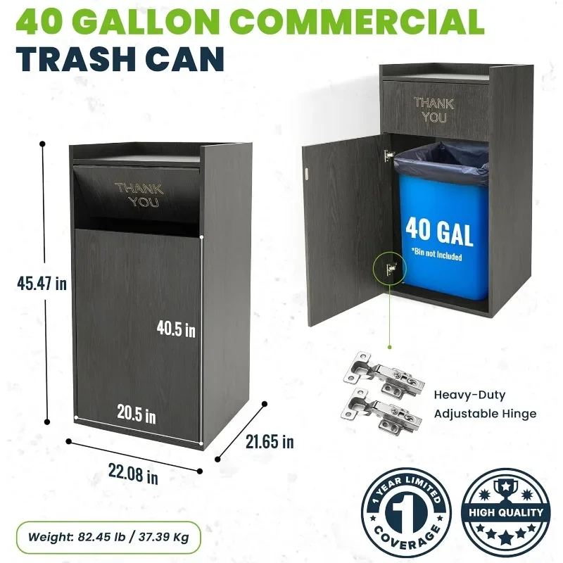 Restaurant Trash Can Cabinet - Commercial Trash Can 40 Gallon, Garbage Receptacle Indoor with Tray Holder for Restaurants