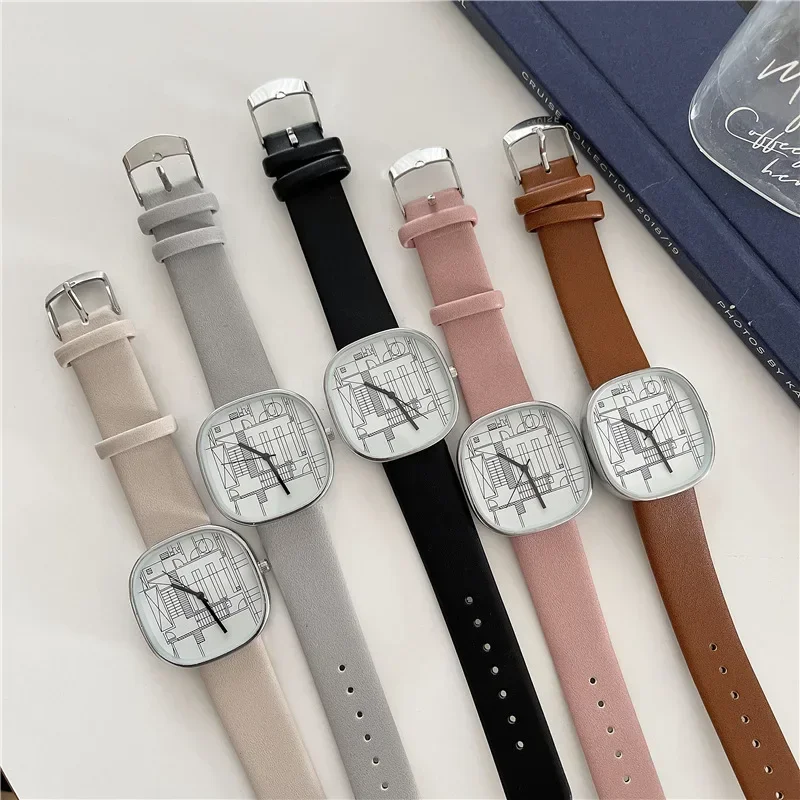 ساعات حريمي جديدة مواكبة للموضة ساعات يد كوارتز غير رسمية فن بسيط ساعات حريمي ساعات حريمي هدية