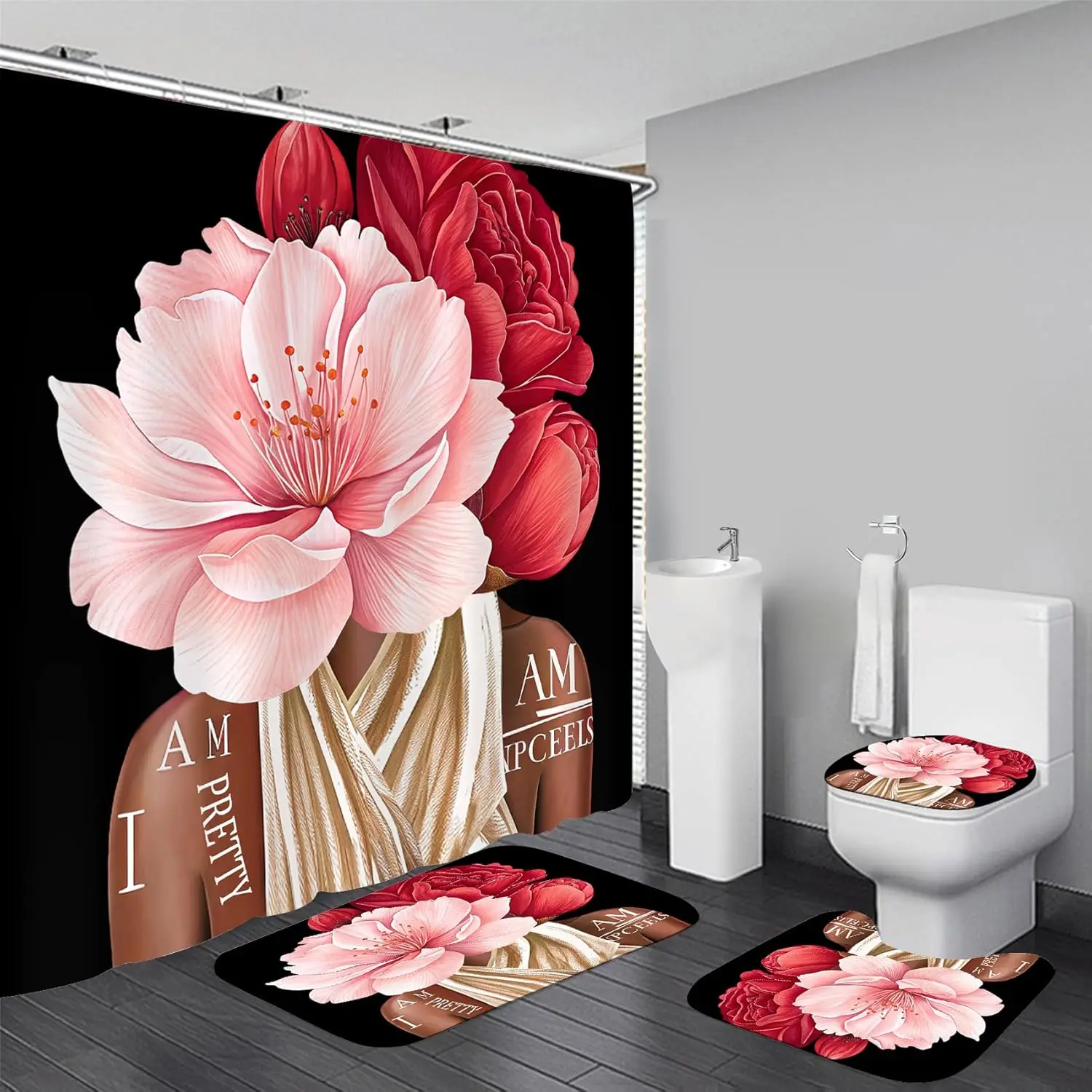 juego-de-cortinas-de-ducha-de-nina-negra-de-4-piezas-mujer-afroamericana-con-rosa-roja-y-citas-decoracion-de-bano-con-alfombras-cubierta-de-inodoro