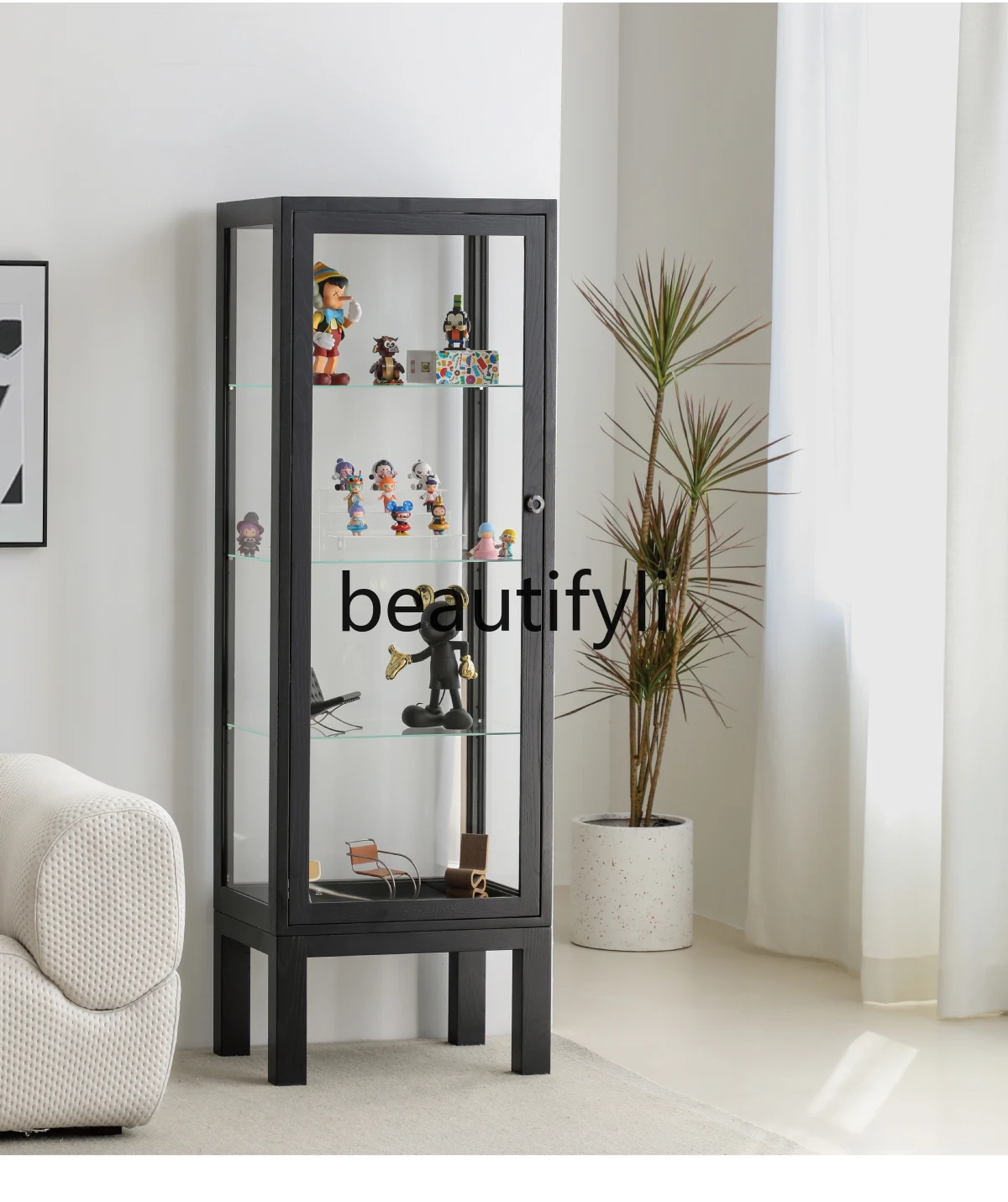

Solid wood glass display cabinet Shelf Wine cabinet Transparent model ornament Blind box display cabinet