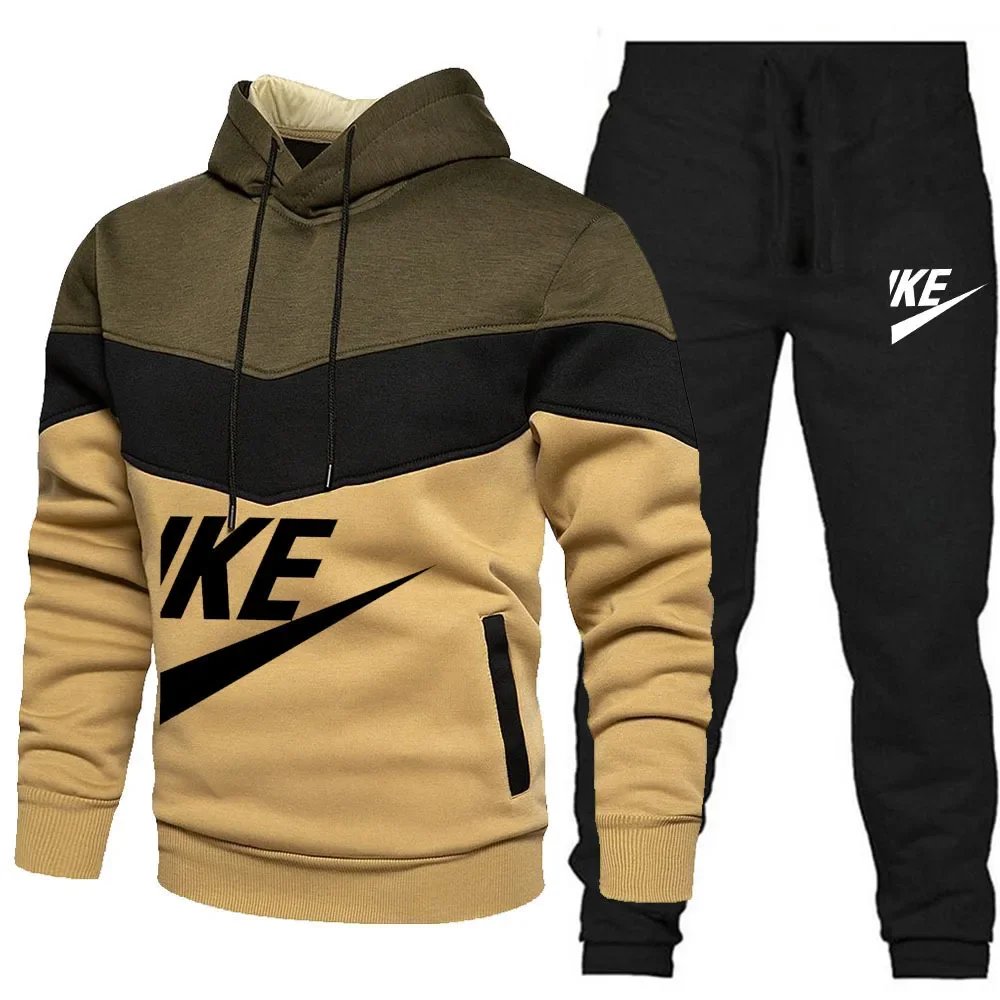 Conjunto de treino casual masculino, fato de corrida, conjunto exterior, hoodies com zíper, moletom preto, moda primavera, nova streetwear, S-3XL,