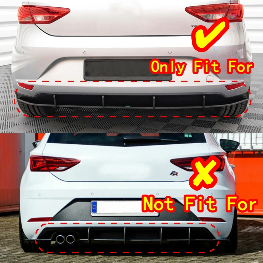 For Seat Leon 3 MK3 HATCHBACK 2013-2016 Black 4 Fins Rear Bumper Lip Body Kits Diffuser Spoiler Splitter Protecter Car Styling