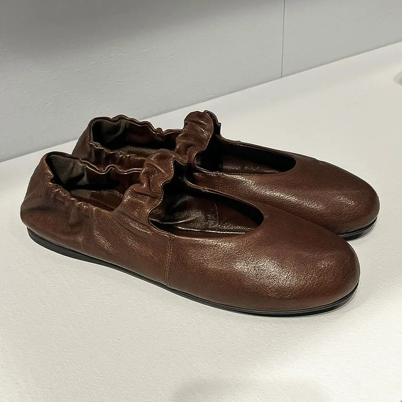 

Fashion Round Women Shoes Soft Sole Slip on Ballet Flats Solid Cover Heel Mary Janes Outdoor Zapatos Mujer