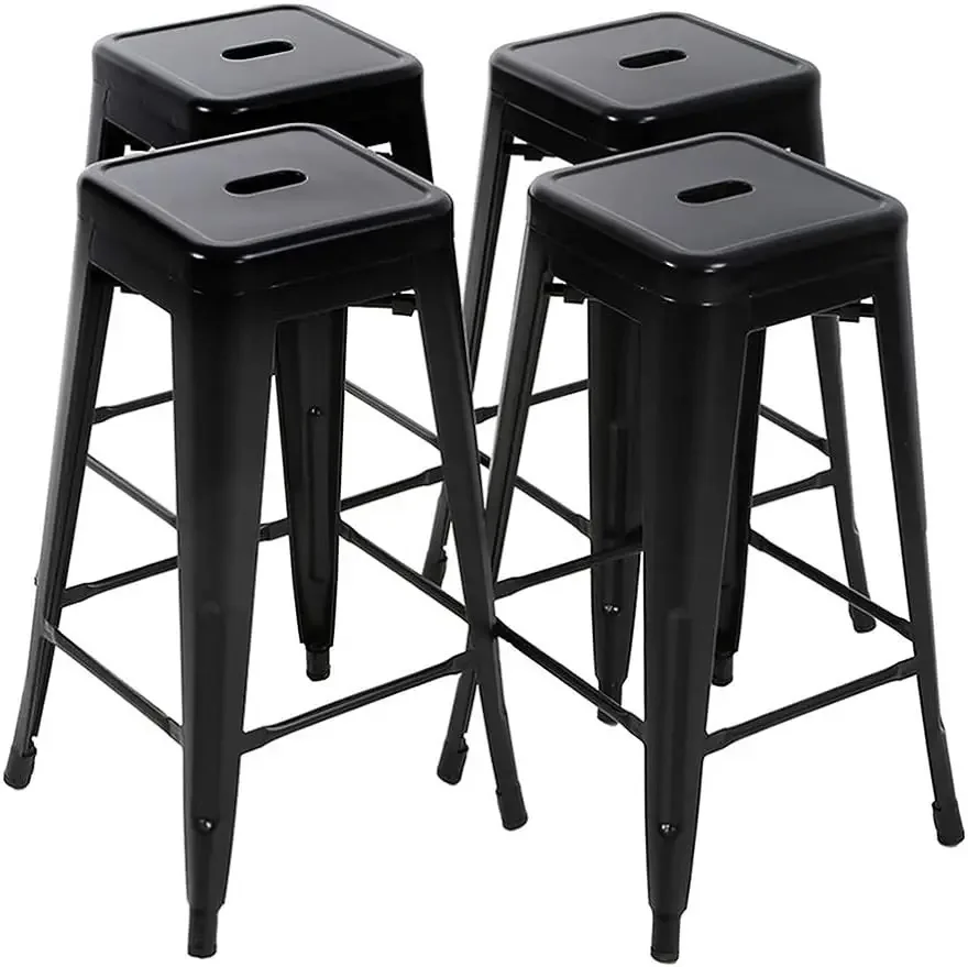 

Metal Bar Stools Set of 4 Counter Height Barstool Stackable Barstools 24 Inch Indoor Outdoor Patio Bar bar stools set of 4