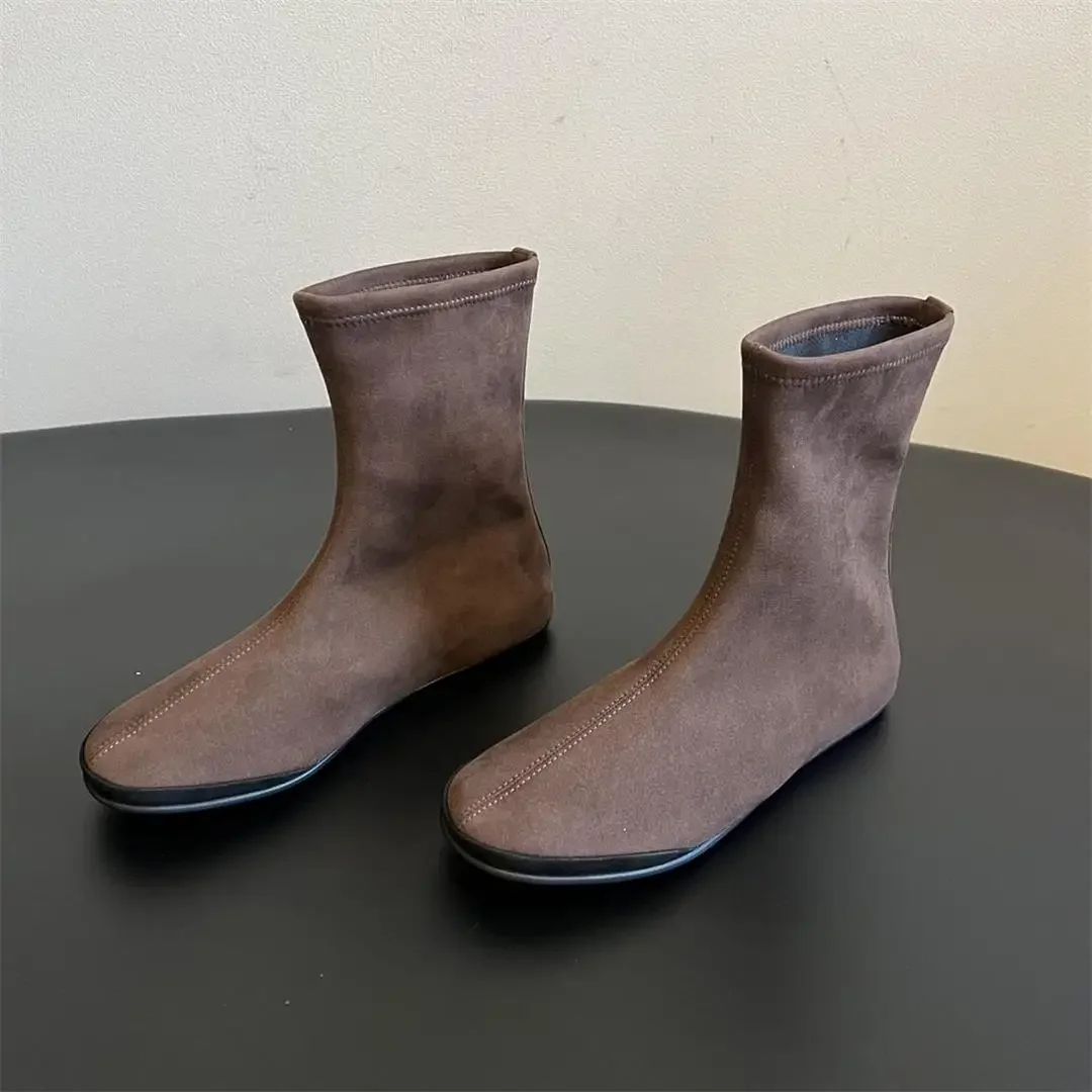 

Women Suede Ankle Boots Top Quality Woman Back Zipper Low-Heeled Shoes Women Elegant Morder Short Boots Fashion Leisure Boots