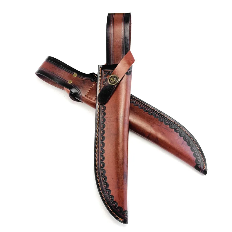 

Оболочка для ножа из натуральной воловьей кожи с фиксированным лезвием — универсальный кожаный чехол из цельнозерновой кожи для охотничьего ножа с тиснением