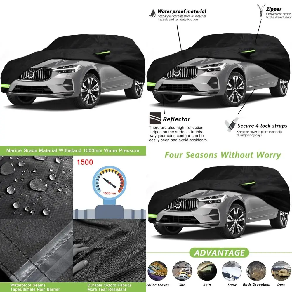 

Custom Fit Waterproof Windproof Car Cover for 2008-2024 Volvo XC60 with Single Door Zipper Bands and Tailored Protection