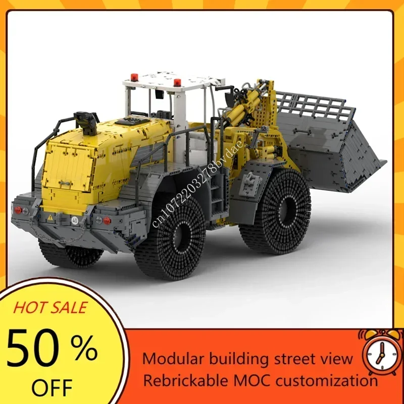 L586 Bulldozer pneumático Blocos de Construção Enorme Carregadeira, Empilhadeira, Kits de Modelo de Veículo de Engenharia, Brinquedo de Alta Tecnologia, Novo