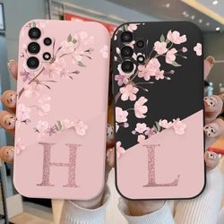 Pink Flower Case For Samsung Galaxy A13 4G A 13 5G Phone Cover Soft Silicone Initial Letter Fashion Shell Coque For Samsung A13