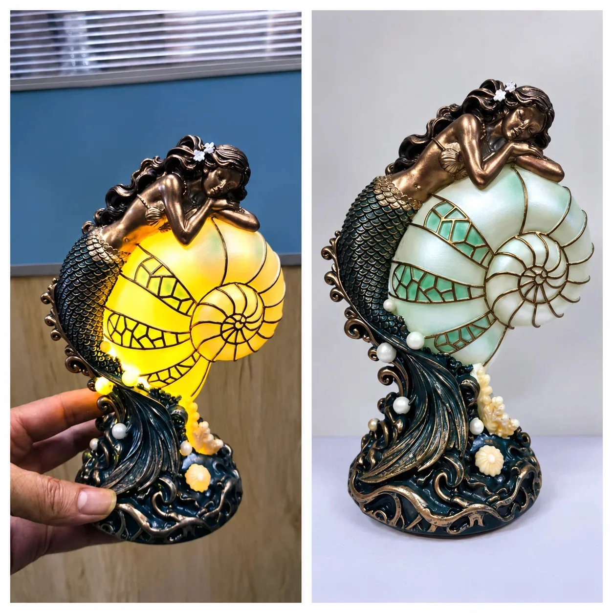 Mermaid Shell Illuminated Seashell Decoration Vintage Bedroom Living Room Bedside Desk Sculpture Home Decor Christmas Gift