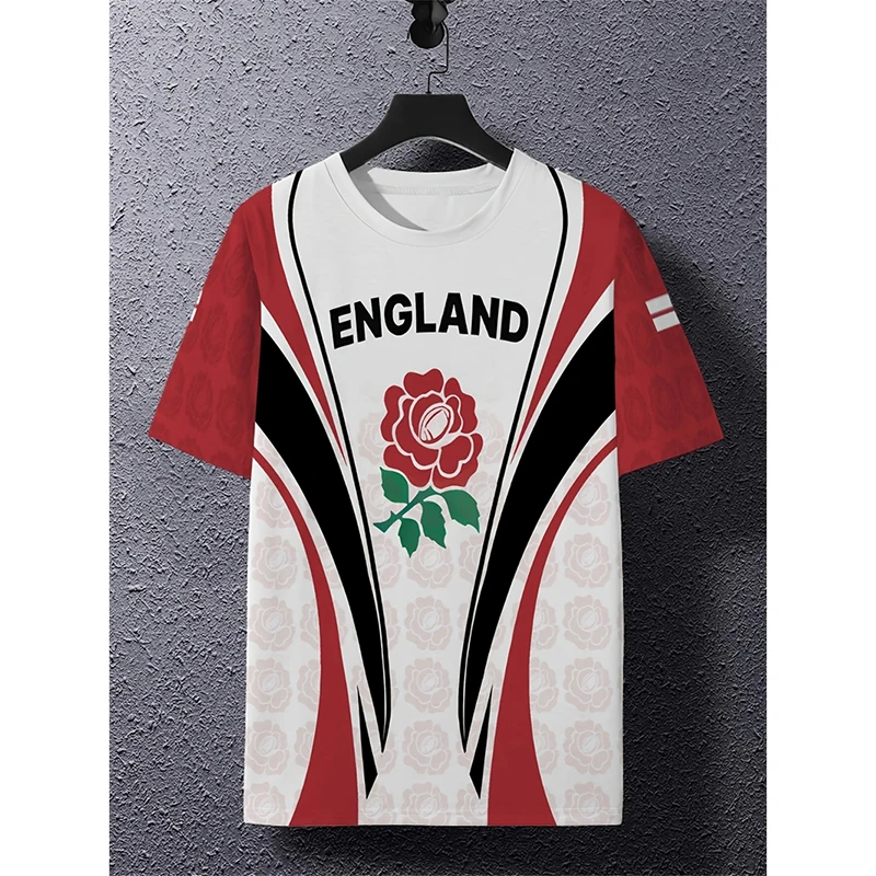 الصيف إنجلترا العلم الرجال كرة القدم تي شيرت ثلاثية الأبعاد طباعة الجرافيك عادية الرياضة قصيرة الأكمام تي شيرت في الهواء الطلق موضة الأطفال تيز الأعلى #5