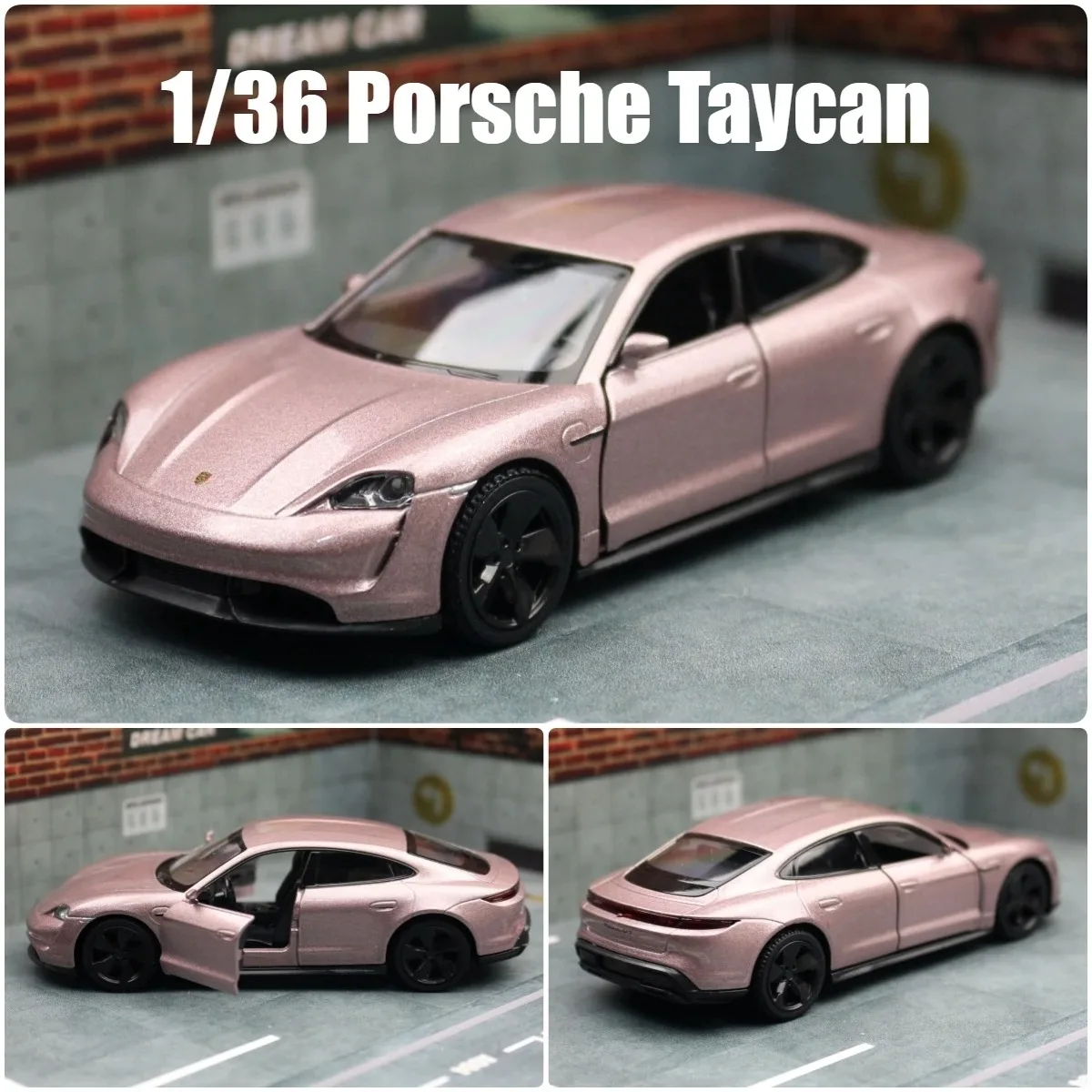 Modelo de coche de juguete Porsche Taycan 1/36 para niños RMZ CiTY Diecast Super Sport miniatura colección regalo para chico