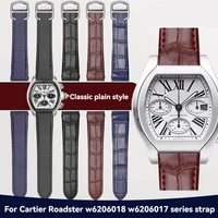 Correa de reloj de 15 mm, 19 mm y 20 mm para Cartier Roadster w 6206018   w 6206017   Cinturón Lea-ther de lona de liberación rápida para hombre y mujer, correa de piel de vaca L/XL