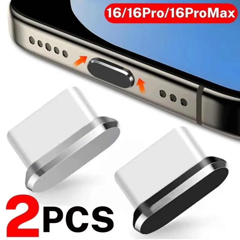 Type C Charging Hole Bung USB-C Dust Plug Metal Cover for Phone Grime Dirt Protection Charging Port for iPhone 15/16 Pro Max