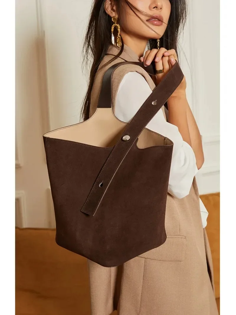 Vintage Bucket Tote Bag Large Capacity Bolsas Mujer Underarm Shoulder Bags for Women Commuter Bolsos Advanced Sense Sac Femme