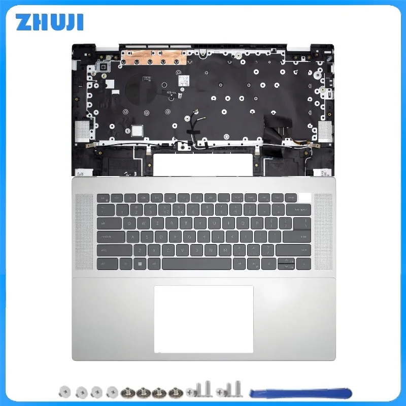 

New For Inspiron 16 5625 5620 Laptop Palmrest Upper Case with Backlit Keyboard 0HJ5PC (Silver) 15.6"