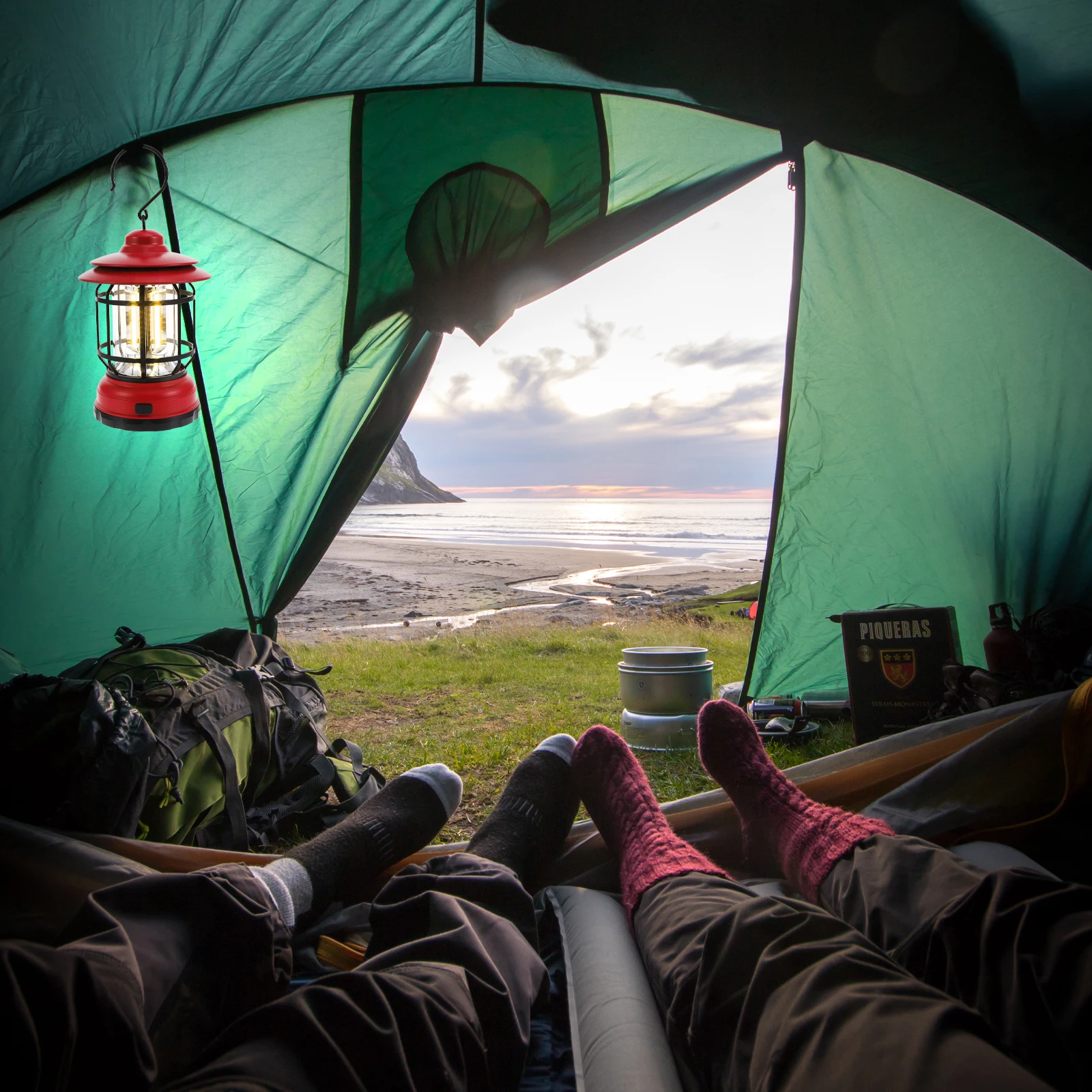 

Retro Lantern LED Camping Light Plastic Bulb Color for Tent Outdoor Emergency Portable Multi function Lamp Practical Hiking Gear
