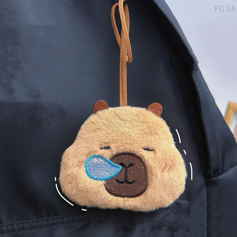 Capybara Plush Doll Squeak Toy Cartoon Keychain Bag Pendant Soft Doll Key Ring Backpack Car Bag Key Pendant Decor Kid Gift