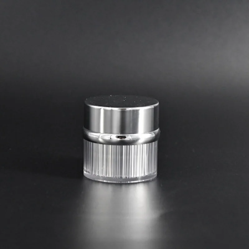 

5G shiny silver lined shape acrylic jar for serum eye cream essence art nail sample skin care cosmetic packing