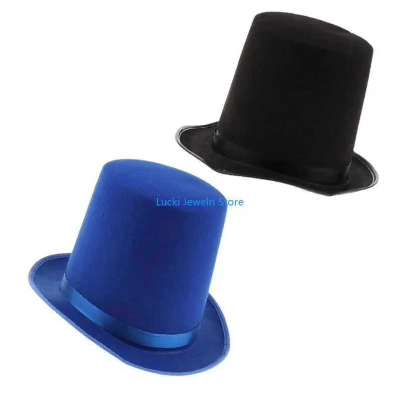 

193e Черная шляпа маг маг верхней шляпы Top Hat Hat Hat Hat Fancy Dress Costume Magice Performant Hat Stage