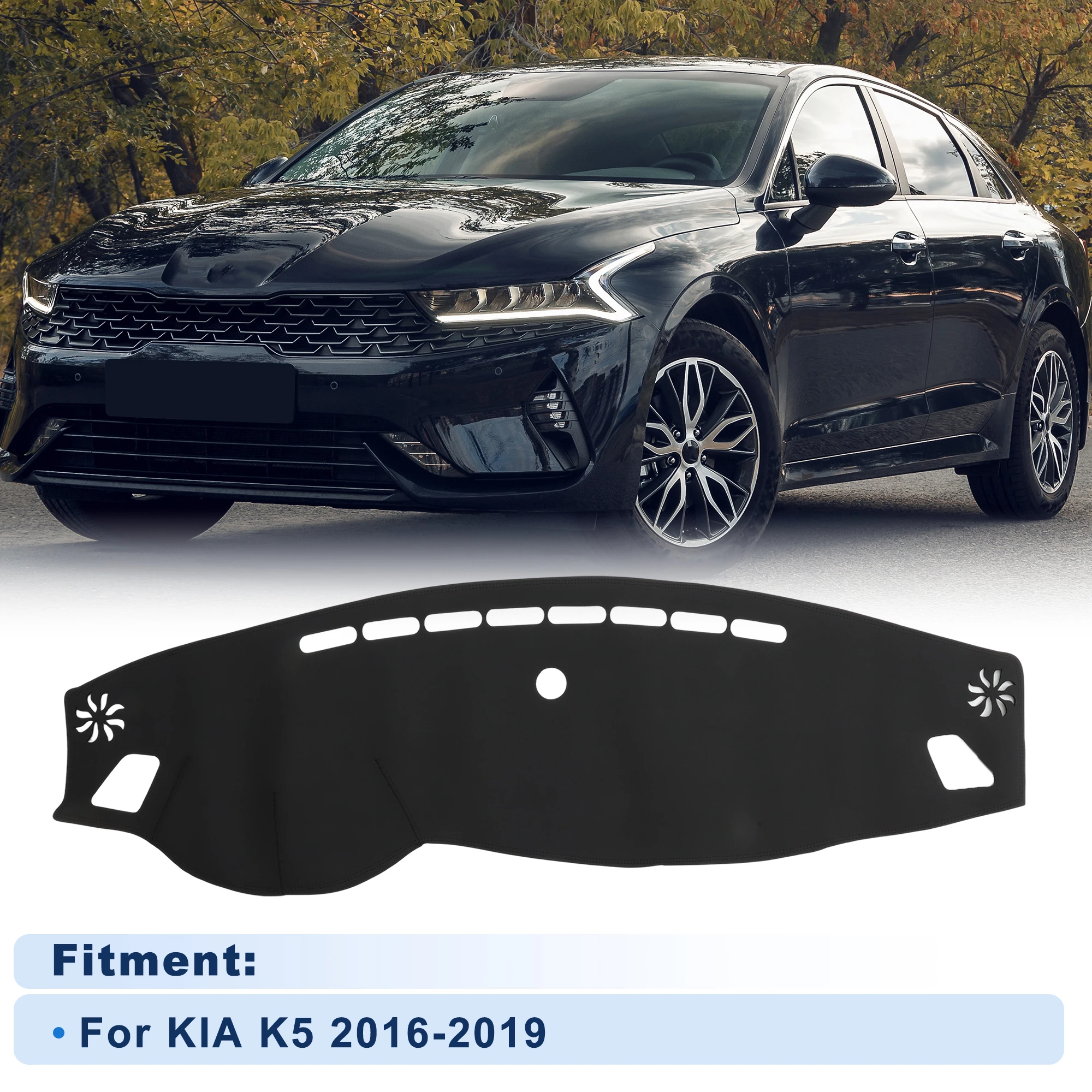 

Накладка на приборную панель UXCELL для KIA K5 16-19 без HUD, из искусственной кожи, черная, 1 шт.