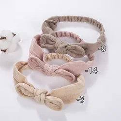 1PC Solid Mulsin Cotton Baby Headbands For Infant Girls Stretchy Sweet Cute Hair Bows Elastic Hair Bands Kids Infant Headwear