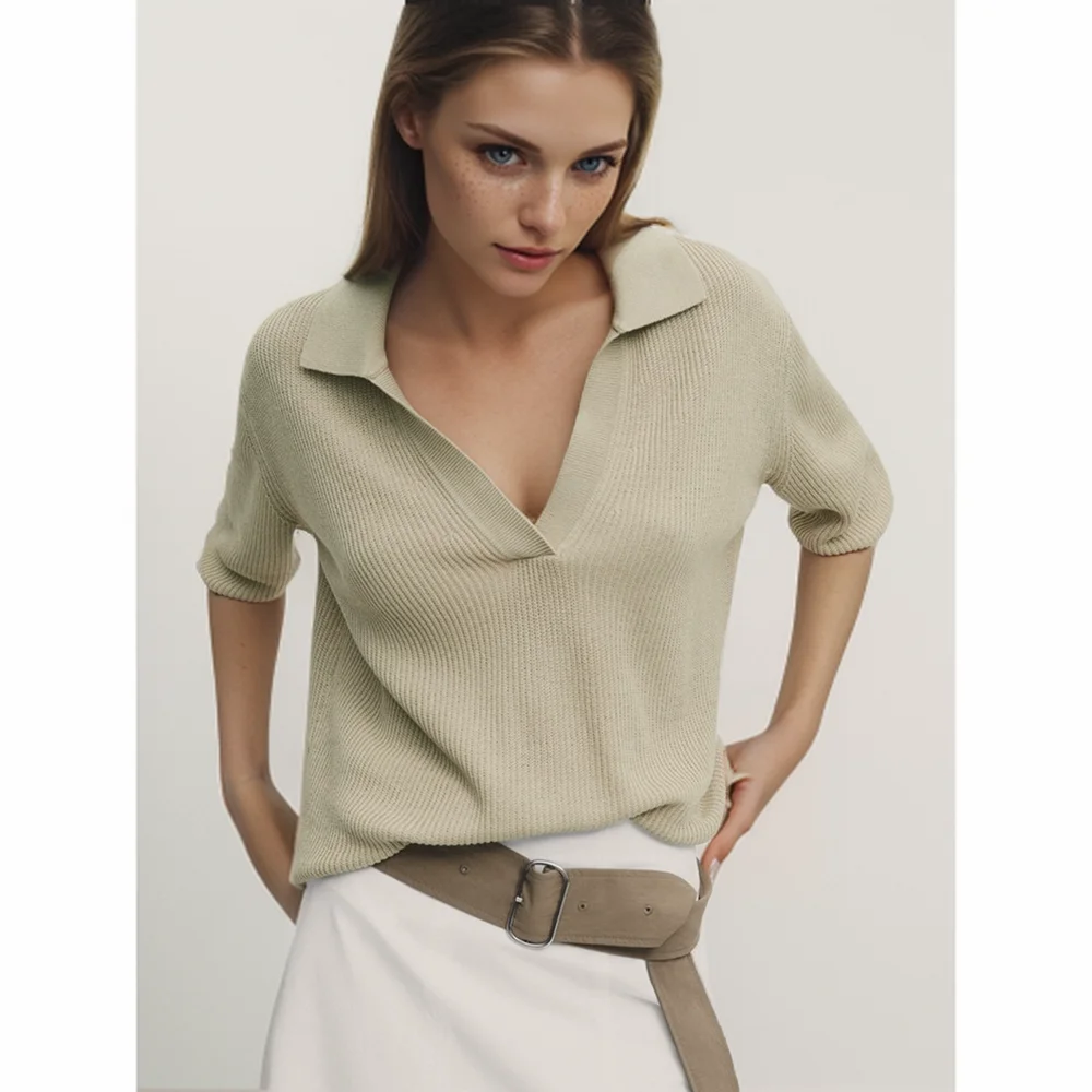 Cos Lris Autumn New Collection 2024 Simple Commuting Style Short Sleeve Knitted T-shirt for Women 05653631512