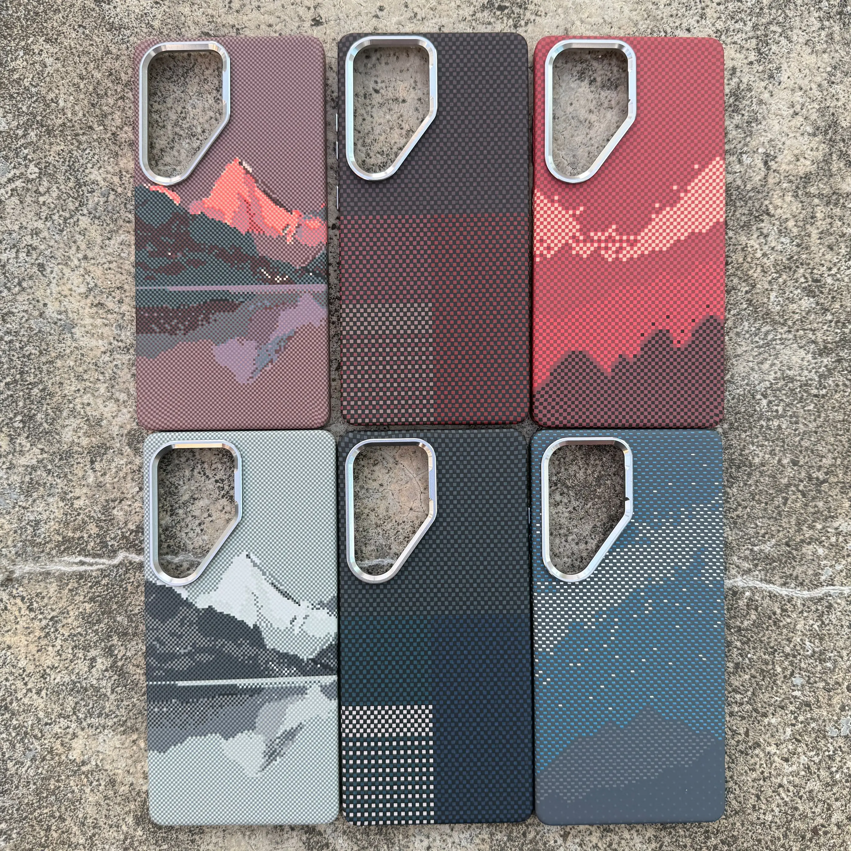 

Текстура из углеродного волокна для Samsung S25 S24 S23 Ультрамагнитный чехол для телефона Magsafe Charging Splice Snow Mountain Texture Чехол для ПК