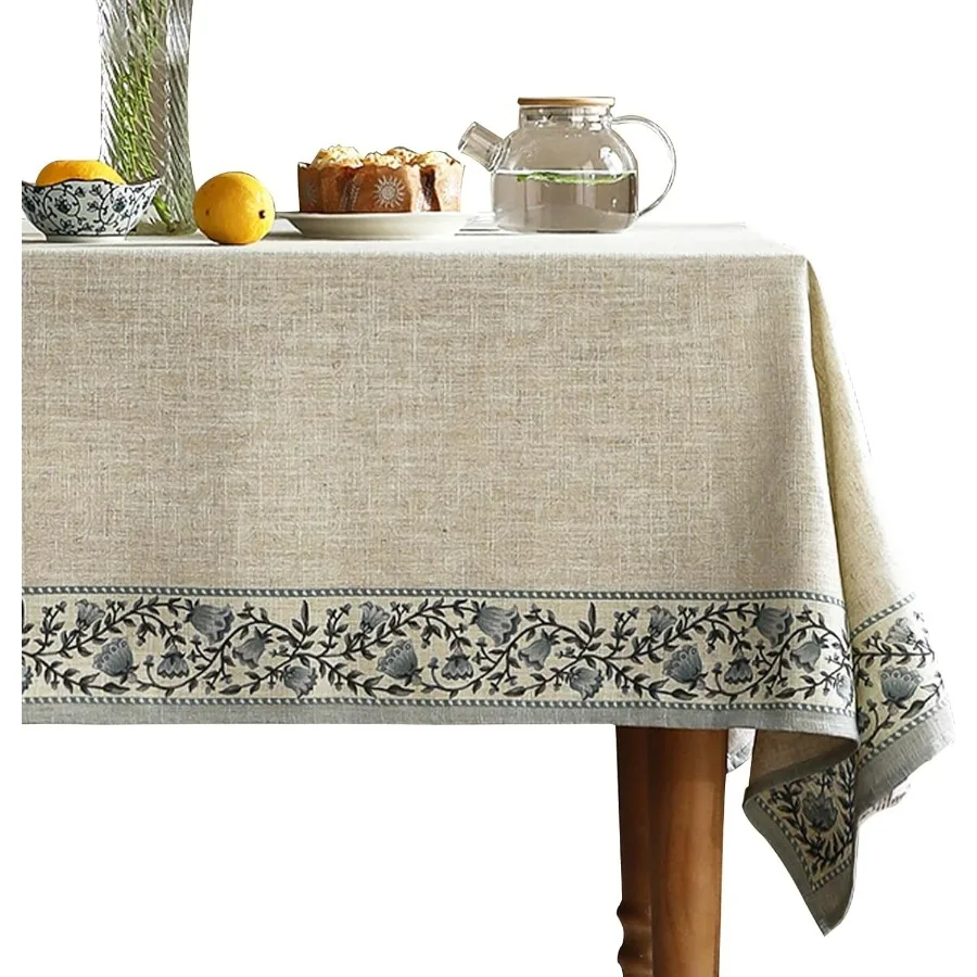 

Дизайнерская винтажная льняная элегантная квадратная скатерть, скатерть шинуазри с цветочным принтом, устойчивая к морщинам декоративная скатерть для обеденного стола T