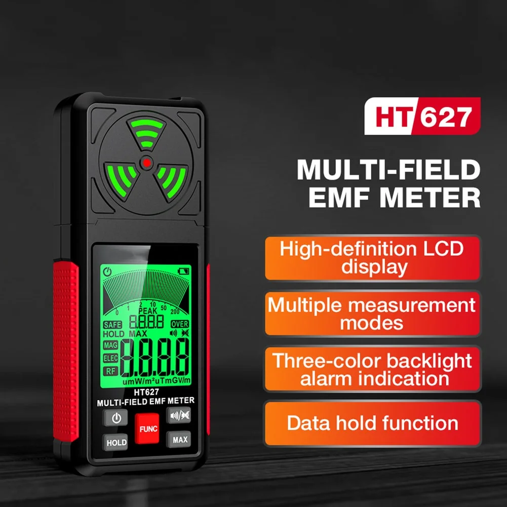 

HABOTEST HT627 EMF Meter Professional Electromagnetic Field Radiation Detector Handheld Portable RF Meters