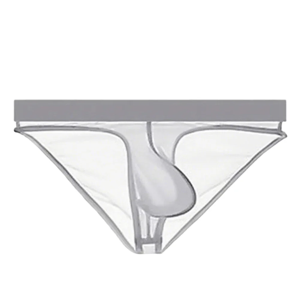 

Low Rise Men's Mesh Briefs with Transparent Bulge Pouch Elastic Waistband Breathable Underwear for Everyday Use
